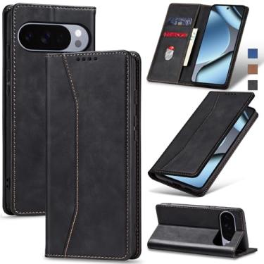 Imagem de Jasonyu Flip Carteira Capa para Google Pixel 10/10 Pro,Capinha Folio Magnética de Couro com Suporte para Cartão,Suporte para Chute - Protetora Durável de TPU à Prova de Choque para Telefone,Preto