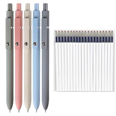 Imagem de sencoo Pacote com 25 canetas de gel azuis apagáveis, canetas esferográficas retráteis, canetas esferográficas giratórias de 0,5 mm, canetas de presente para escola e escritório (estilo 1, azul
