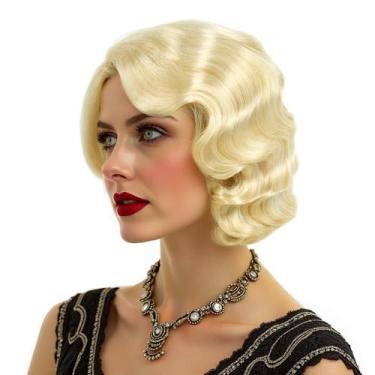 Imagem de Peruca MEDISIFA Short Blonde 1920s para mulheres Gatsby Party
