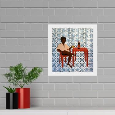 Imagem de Quadro Quadrado Homem Boteco - 33X33Cm - Com Vidro