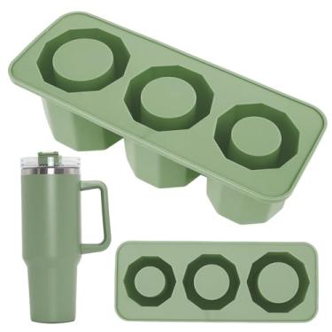 Imagem de 2 bandejas de cubos de gelo para copo de vidro, molde de gelo de cilindro oco de silicone com tampa para freezer, moldes de cubos de gelo de fácil liberação, bandejas reutilizáveis para coquetéis