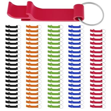 Imagem de 100 abridores de garrafas de alumínio colorido, chaveiro abridor de garrafas de metal, abridor de garrafa de cerveja de refrigerante, para cozinha, casamento, bar, festa, cervejaria