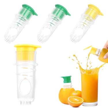 Imagem de Espremedor de limão de plástico com 4 peças para economia de mão de obra, filtro embutido, espremedor de laranja manual eficiente para tangerina.