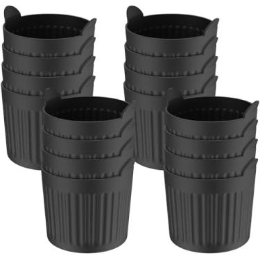 Imagem de 16 peças de silicone para fritadeira a ar, fritadeira antiaderente, fritadeira a ar, ramekin para ovos, cupcakes, muffins, pudins, tortas, cremes (preto-16-6,5 x 6,5 cm)