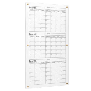 Imagem de AmazingSpark Calendário acrílico de 91,4 cm x 45,7 cm, quadro branco, calendário de 3 meses, apagável a seco, planejador de parede, transparente, grande, reutilizável, vertical, para casa, escola
