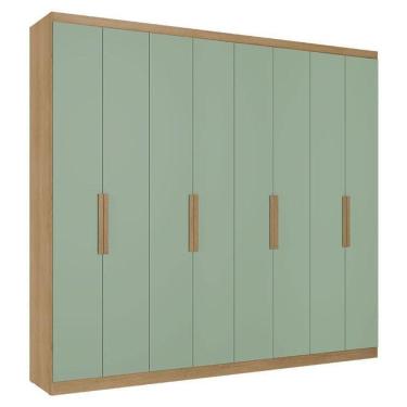 Imagem de Guarda Roupa Casal Milan 8 Portas Capuccino Menta Acetinado - Thb