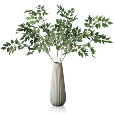 Imagem de JarThenaAMCS Pacote com 4 ramos de Cimicifuga verde artificial de ameixa sintética Cimicifuga Ramosa com haste de folhas de seda para vaso de mesa de casamento, decoração de cornija (91 cm)