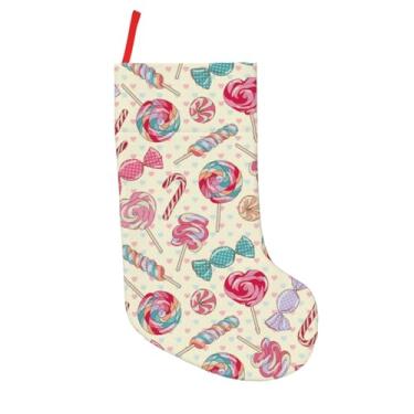 Imagem de Lollipop Candy Cane Candyland Doces Meias de Natal de Natal 45,7 cm Grandes Decorações de Meias Penduradas para Árvore de Natal Lareira Família Decoração de Festa de Férias