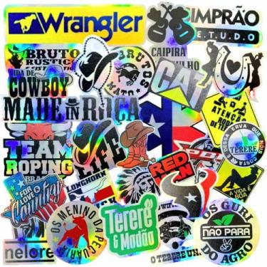 Imagem de Kit 32 Adesivos Country Holográfico Pra Garrafa Terere Copo - Du Adesi