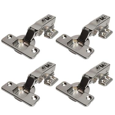 Imagem de Kit 4 Dobradiça Reta 35Mm Com Pistão Amortecedor Para Moveis