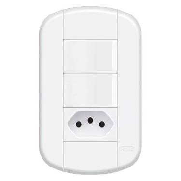 Imagem de Conjunto de 2 Interruptor Simples 16A/250 Volts e 1 Tomada 2P+T 10A/250 Volts Blanc Mais - 11339294 - FAME