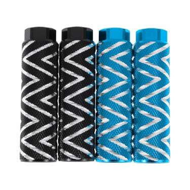 Imagem de Partuto 4 peças de pinos de bicicleta antiderrapantes de liga de alumínio com textura de onda de 100 mm de comprimento para bancos traseiros de bicicleta suportes de pedais de ciclismo eixos de 100 mm