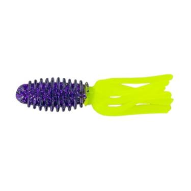 Imagem de Big Bite Baits Tubo de laje de 4,4 cm/purpurina roxa/verde-limão opaco (pacote com 100)