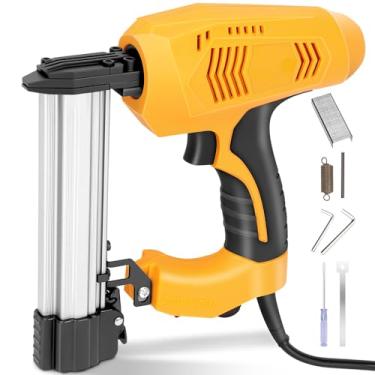 Imagem de Grampeador/Pinador Elétrico, Pinador Eletrico, 23 * 21 * 5cm, 110v, Amarelo, Aplicável A Agrafos de Coroa Estreita Nº 18 E Tachas Sem Cabeça Nº 18, Pistola de Pregos
