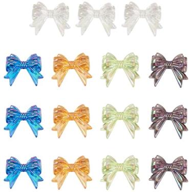 Imagem de Cheriswelry 15 peças de contas de laço de acrílico com laço de plástico, contas espaçadoras soltas 32 x 36,5 mm para bricolage, pulseira da amizade, colar, brinco, cordão de telefone, chaveiro