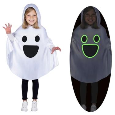 Imagem de Noubeau Conjunto de calça preta com capuz e fantasia de Halloween para crianças, meninos, meninas, fantasma, sorriso, capa e calça preta assustadora, Ghost C, 2-3 Anos