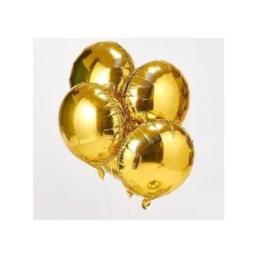 Imagem de Balões Metálicos Dourados, 45 cm, Decoração para Festas, 5 Unidades