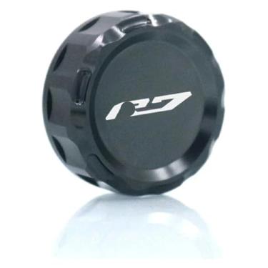 Imagem de Tampa do tanque de fluido do reservatório de freio de alumínio CNC, tampa do copo de óleo, acessórios de motocicleta compatíveis com Y&AMAHA YZF-R7 YZF R7 Y (cinza)