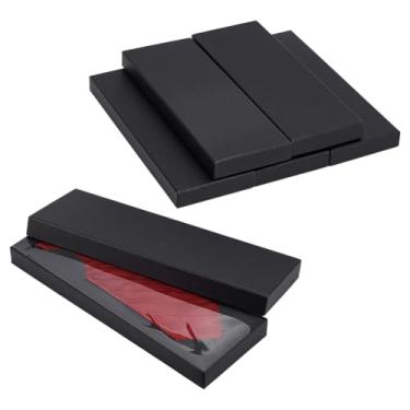 Imagem de FINGERINSPIRE 6 caixas de embrulho de presente 31 x 11 x 2,9 cm preto retangular papel papelão caixas de armazenamento com tampas homens mulheres meias caixa de embalagem de presentes para dia dos