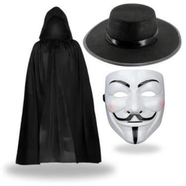 Imagem de Kit Fantasia Masculina V de Vingança Festa Halloween