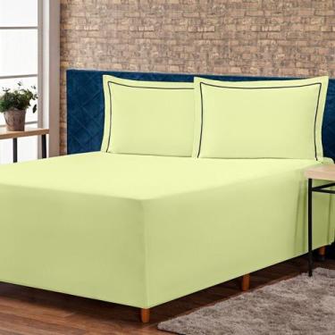 Imagem de Jogo de Lençol p/ Cama Box Complet Verde King 03 Peças - Percal 140 Fi