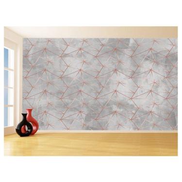 Imagem de Papel De Parede 3D Concreto Linhas Dourado Rose 3,5M Kkt258
