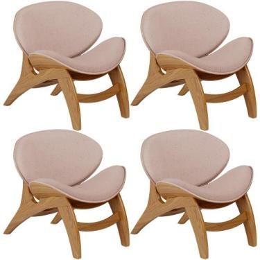Imagem de Kit 4 Poltronas Decorativa Orgânica Sala Living Kadosh L02 Linho Rosê 
