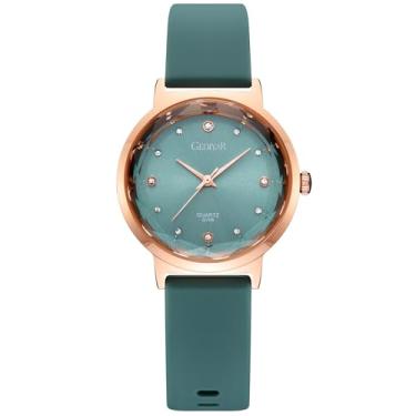 Imagem de RUYEOOK Relógio feminino de quartzo, mostrador de cristal, impermeável, pulseira de silicone, relógio de pulso esportivo analógico casual para estudantes de enfermagem, G706-verde, Casual
