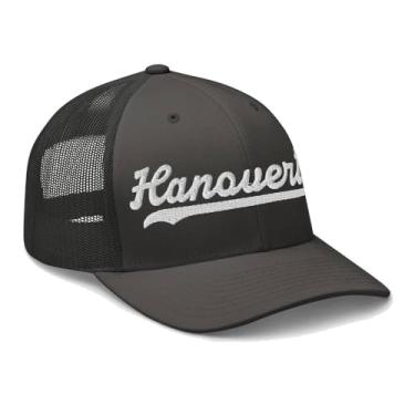 Imagem de Chapéu Hanoverton Hanoverton Boné de caminhoneiro boné bordado com escrita escrita vintage malha esportiva Swoosh presente lembrança Headwear OH, Carvão, tamanho �nico