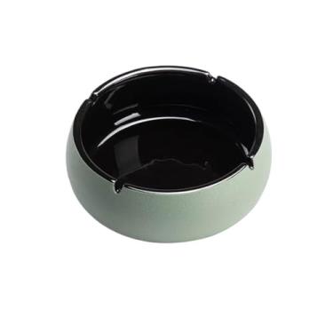 Imagem de Cinzeiro de cerâmica grande capacidade cinzeiro parede interna esmalte preto cinzeiros de mesa para decorações internas e externas de casa suporte para fumar cinzeiro ao ar livre