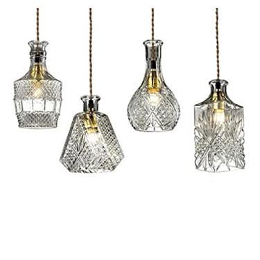 Imagem de Lustre de Cristal Lustre Criativo Retro Lustre Luminária de Teto Bar Sala de Estar Quarto Sala de Jantar Lustre de Garrafa de Vidro Iluminação, Adequado para Bar, Sala de Estar Pingente