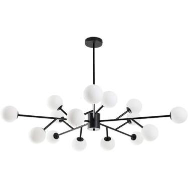 Imagem de Lustre Lustre Moderno Vidro Fosco Pendente Luz G9 Lustres Luminárias de Teto Preto e Dourado para Sala de Estar, Cozinha, Quarto, Sala de Jantar Decoração de Casa Lâmpada, 15 cabeças