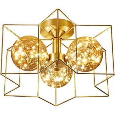 Imagem de Lustres modernos todos bronze quarto teto luz casa norte da europa o quente led varanda entrada, lustre luminária