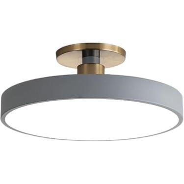 Imagem de Lustre de teto LED de design nórdico com abajur de acrílico com três cores e recursos de economia de energia Luminária de teto circular moderna para sala de estar, quarto e cozinha (40 cm)