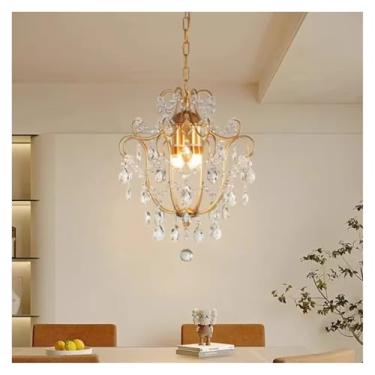 Imagem de Lustre de cristal retrô, luminária suspensa para restaurante, decoração de sala, varanda, quarto de luxo, luminária pendente dourada, lâmpadas de lustre