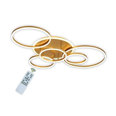 Imagem de Luminária de teto LED, lustre dourado moderno, lâmpada de teto redonda de 108 W 3000 K-6000 K regulável com controle remoto Iluminação de teto para sala de estar, sala de jantar, quarto, coz