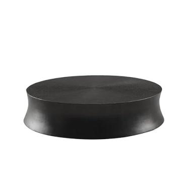 Imagem de Mesa de centro moderna mesa de centro minimalista italiana para sala de estar, pequena mesa curta para casa, mesa de chá redonda de design, vento silencioso mesa auxiliar de café (Black wood grain(35