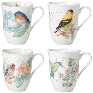 Imagem de Conjunto de Canecas, Tema de Floral com 4 Peças, Capacidade 350mL e Material de Porcelana, Lenox 882795, Branca Colorida