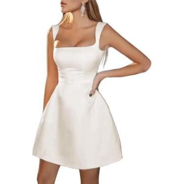 Imagem de Vestido de noiva Yuxin 2024 Spaghetti Strap A Line Satin Ivory