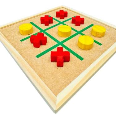 Imagem de Jogo da Velha Tabuleiro em Madeira Interativo Educativo Jogos de Mesa 