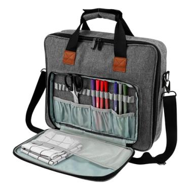 Imagem de Bolsa organizadora de ponto cruz de tecido Oxford de grande capacidade com kit de bordado de vários bolsos bolsa de armazenamento para amantes de ponto cruz de linha de bordado (cinza)