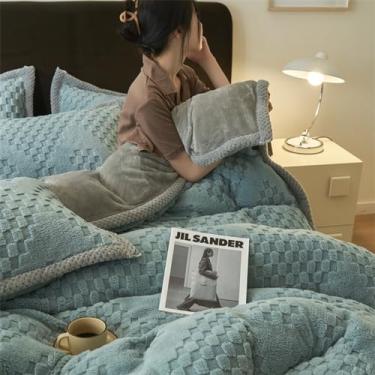 Imagem de Jogo de cama casal casal - tecido jacquard ártico macio de alto peso e tecido jacquard de tafetá fronha acolchoada à mão antiestática quente outono e inverno conjunto de 4 peças (L, 1,5 ~ 1,8 m / 200