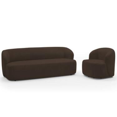 Imagem de Sofá 2 Lugares 170cm Com Poltrona Giratória Orgânica Heidy F04 Veludo 