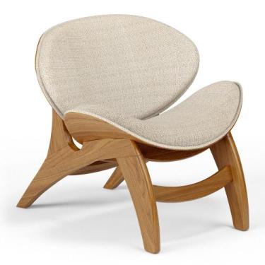 Imagem de Poltrona Decorativa Orgânica Sala Living Kadosh L02 Linho Palha - Lyam