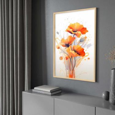 Imagem de Quadro Decorativo com Moldura e Acrilico Cristal Vidro Flores Arte Lar