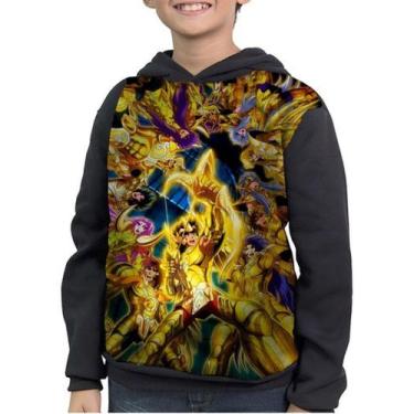 Imagem de Moletom Infantil Cavaleiros Do Zodiaco De Ouro - smoke, Preto, 12