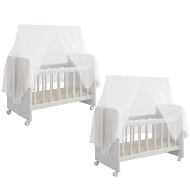 Imagem de Kit 02 Berços Para Boneca Magia C02 Brinquedo Infantil Branco - Lyam Decor