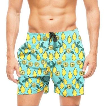 Imagem de Short Praia Shorts Banho Calção Limão Full Print 786 - smoke, Preto, G