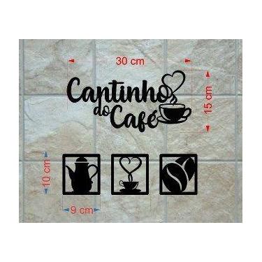 Imagem de Kit Cantinho do Café 4 Peças - Decoração de Cozinha em MDF 3mm - no-br
