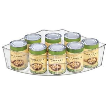 Imagem de iDesign Cesta de armazenamento Susan preguiçosa de plástico 1/4 com alça para armários de cozinha, bancada, despensa, livre de BPA, 41,5 x 27,5 x 10,3 cm